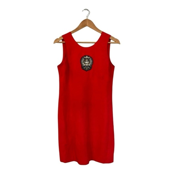 Laurel Red Shift Dress Linen Blend Size 36 US 6 Made In Italy - Picture 2 of 7